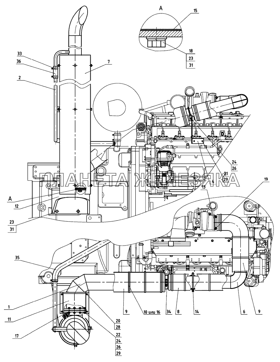 Установка глушителя Беларус-3022ДЦ.1