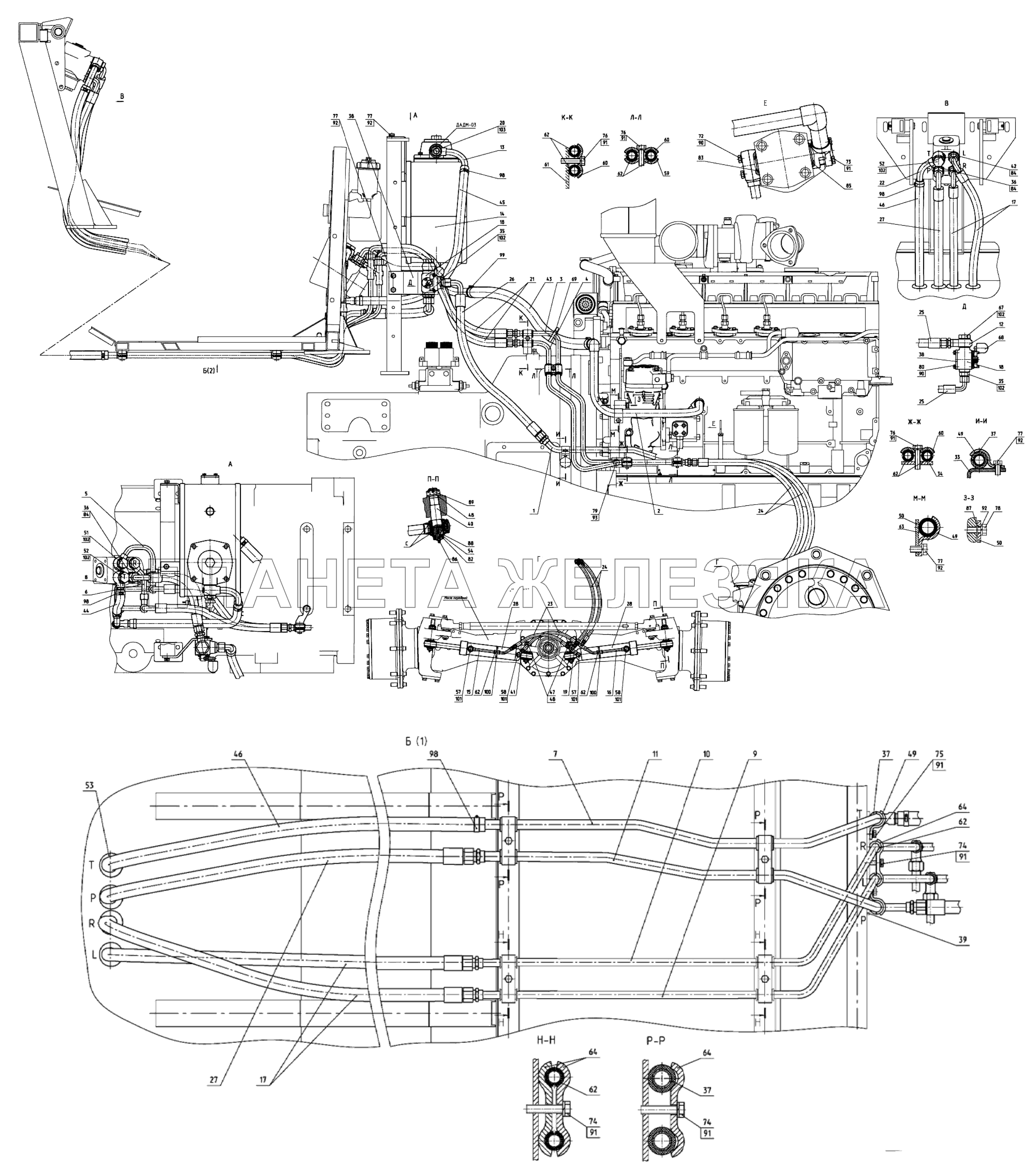 Управление рулевое (вариант с выносом насоса-дозатора) Беларус-3022ДЦ.1