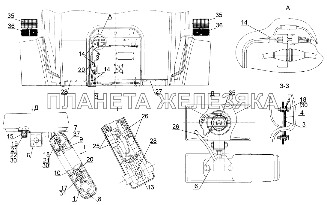 Установка фонарей передних Беларус-3022ДЦ.1 Установка фонарей передних Беларус-3022ДЦ.1