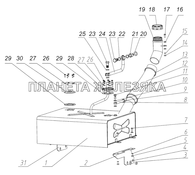 Бак топливный (Для тракторов «БЕЛАРУС-321») МТЗ-310, 320, 321