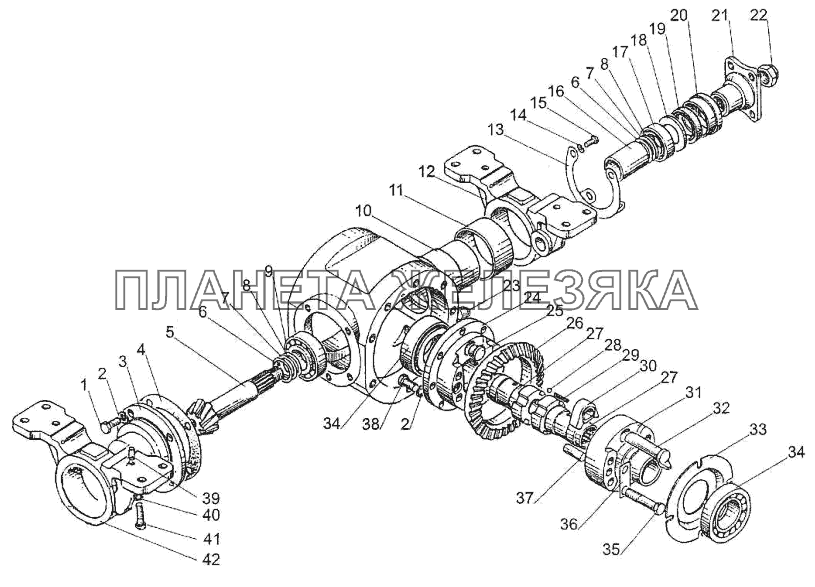 Дифференциал, главная передача переднего ведущего моста МТЗ-310, 320, 321