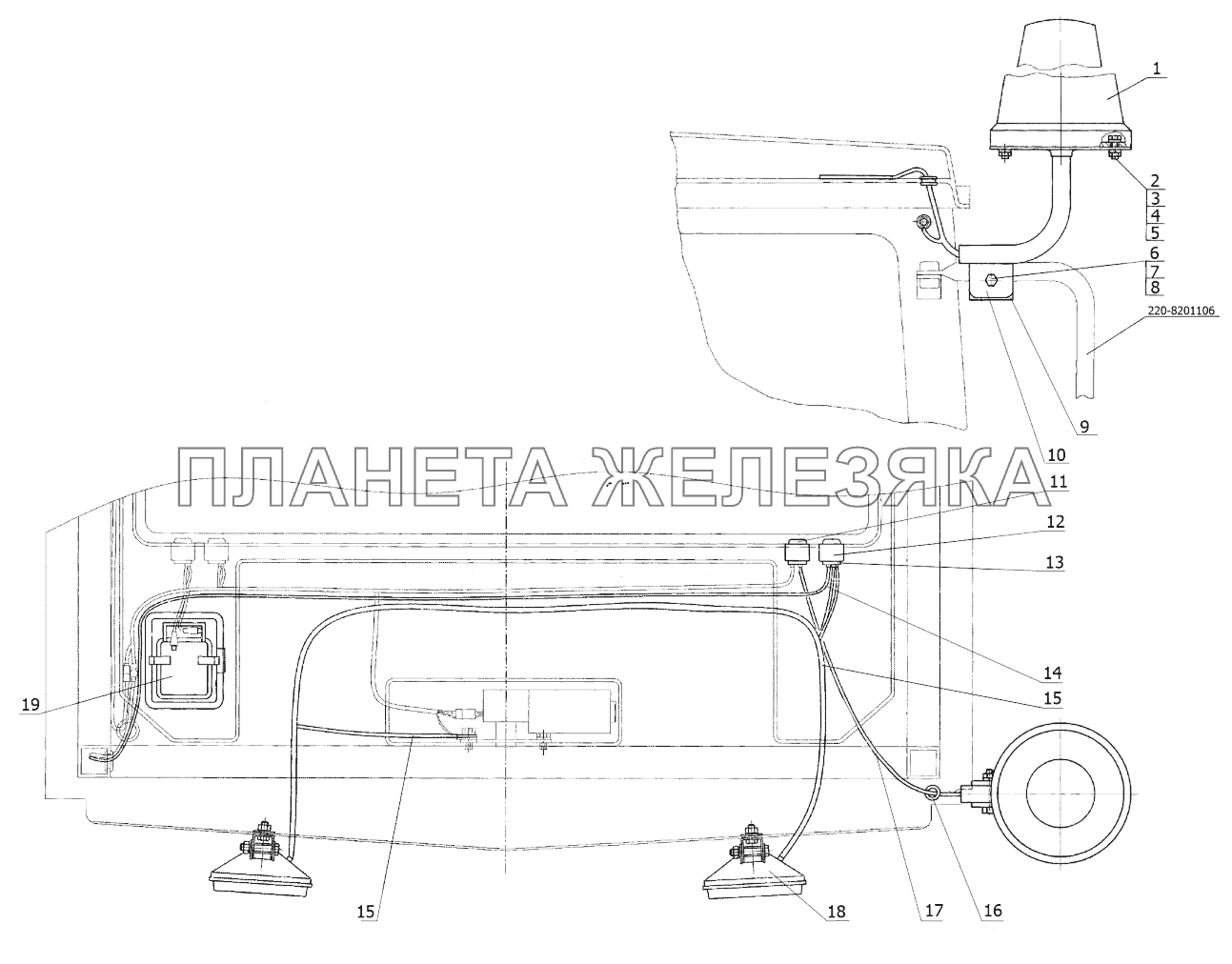 Электрооборудование крыши. Установка маяка сигнального. МТЗ-310, 320, 321