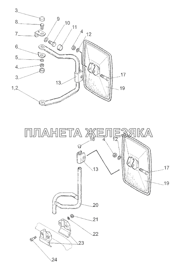 Зеркало наружное МТЗ-310, 320, 321