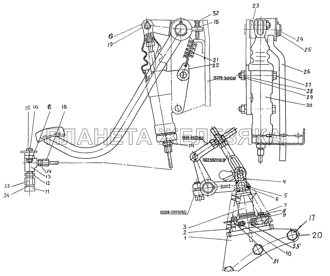 Управление тормозами на реверсе МТЗ-3522