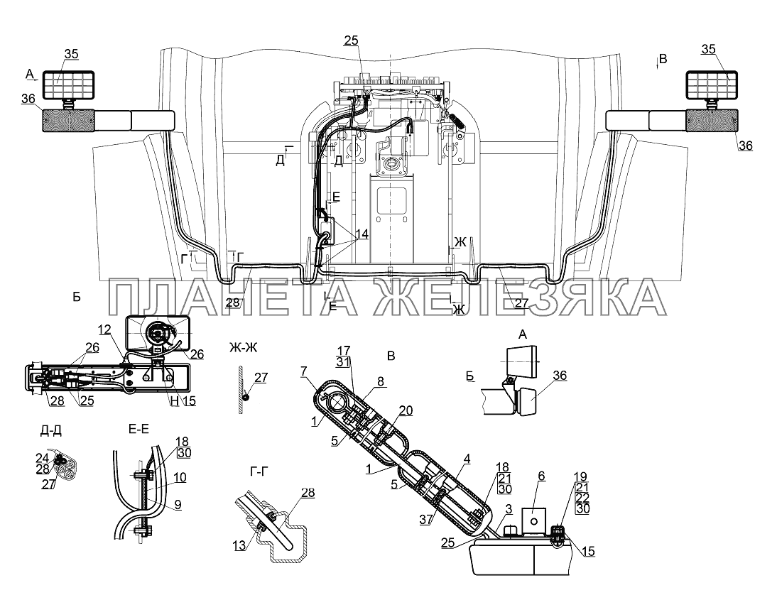 Установка фонарей передних МТЗ-3522