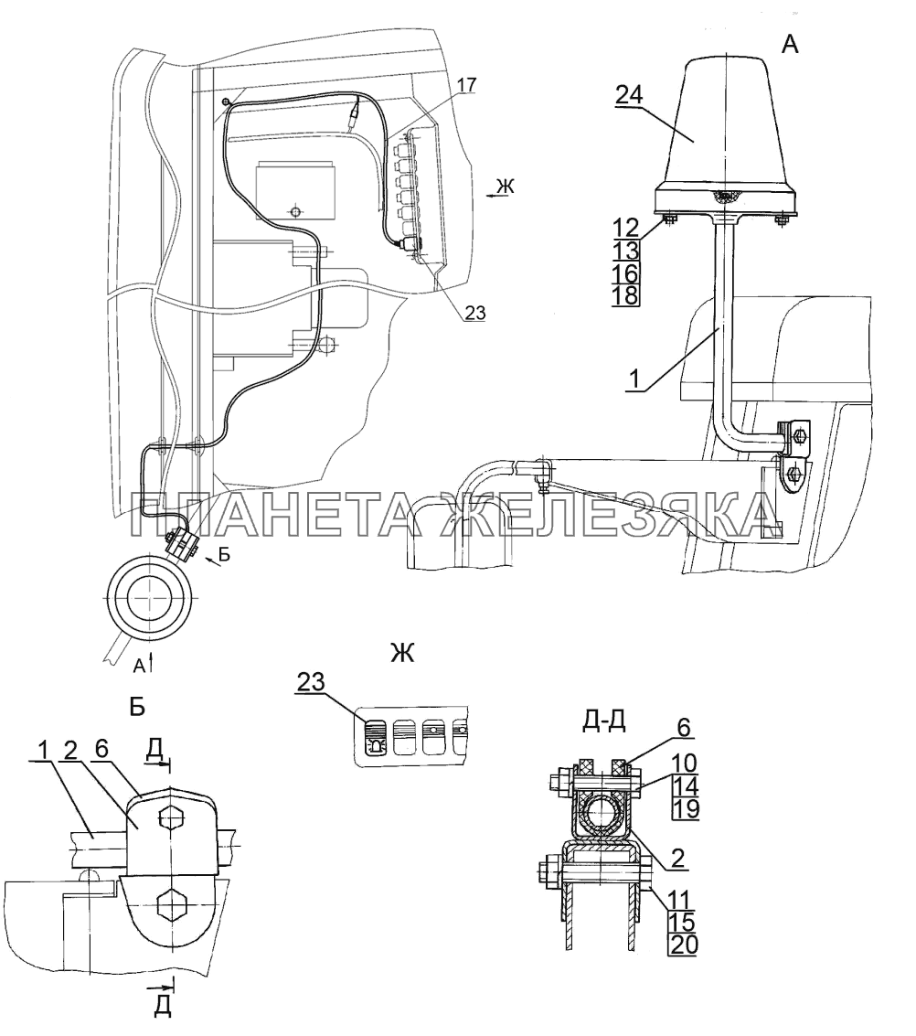 Установка маяка сигнального МТЗ-3522