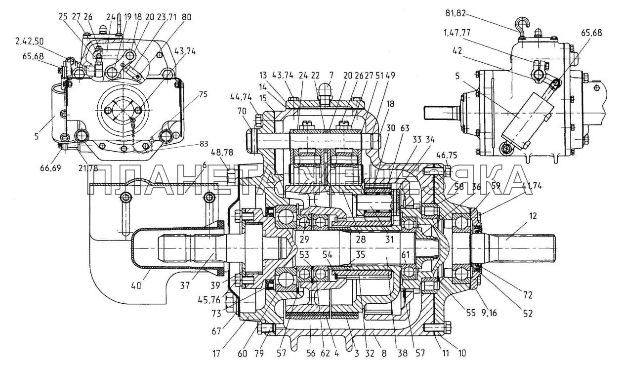 Передний ВОМ. Редуктор 2522-4209015-А МТЗ-3522