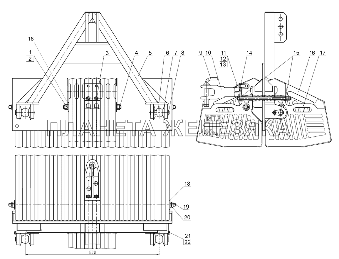 Кронштейн с грузами МТЗ-3522