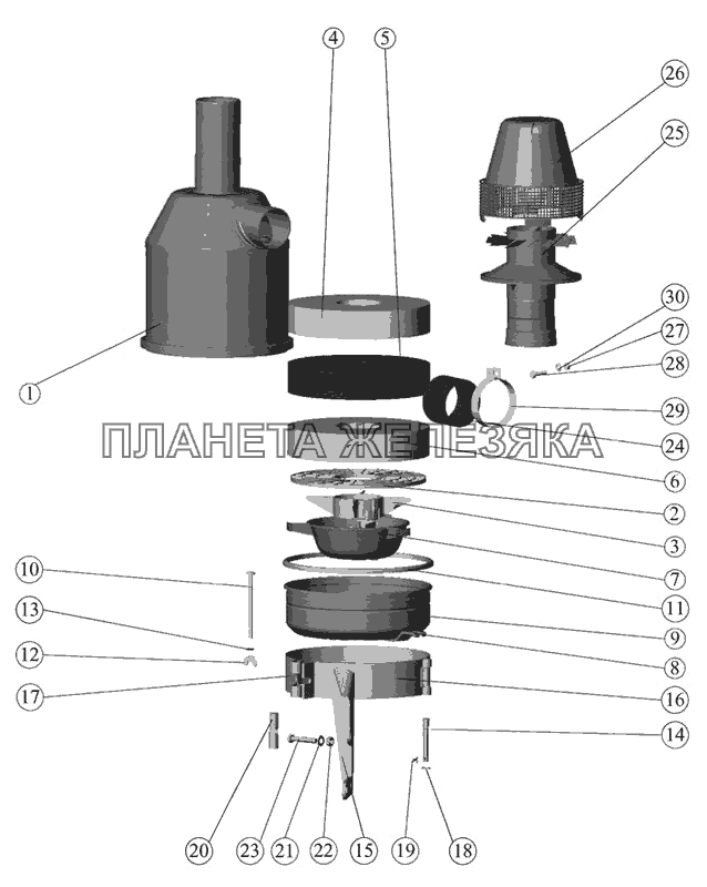 Установка воздухоочистителя МТЗ-510/512, 520/522