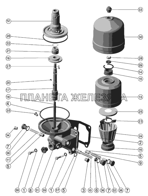 Установка центробежного фильтра МТЗ-510/512, 520/522