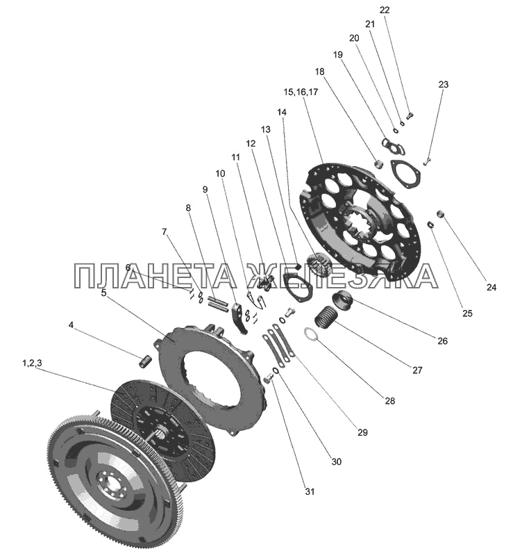 Установка сцепления 240-1005009 МТЗ-510/512, 520/522