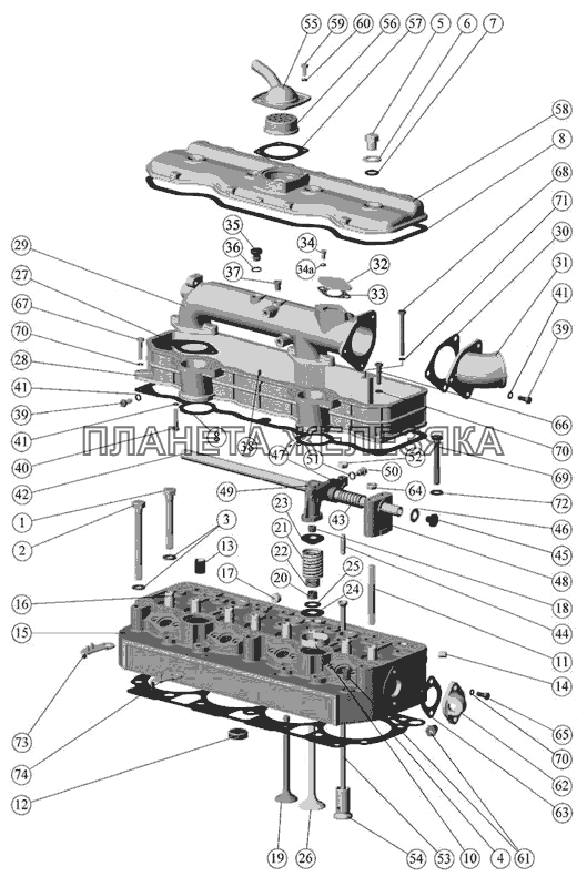 Установка головки цилиндров и впускного тракта (для двигателей Д-244) МТЗ-510/512, 520/522
