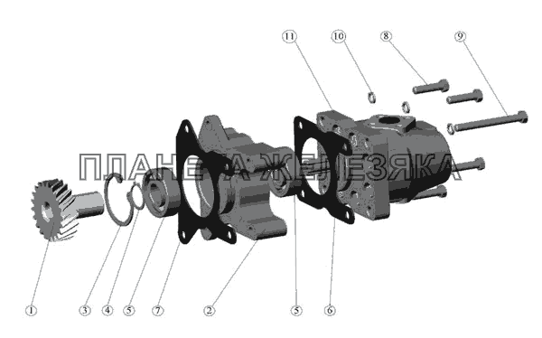 Установка насоса шестеренного МТЗ-570