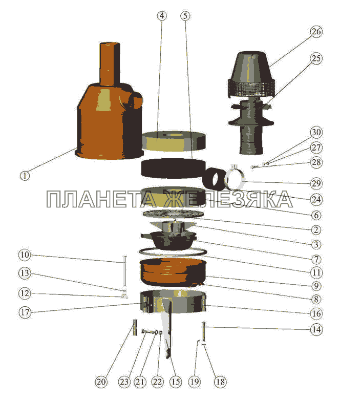 Установка воздухоочистителя МТЗ-570