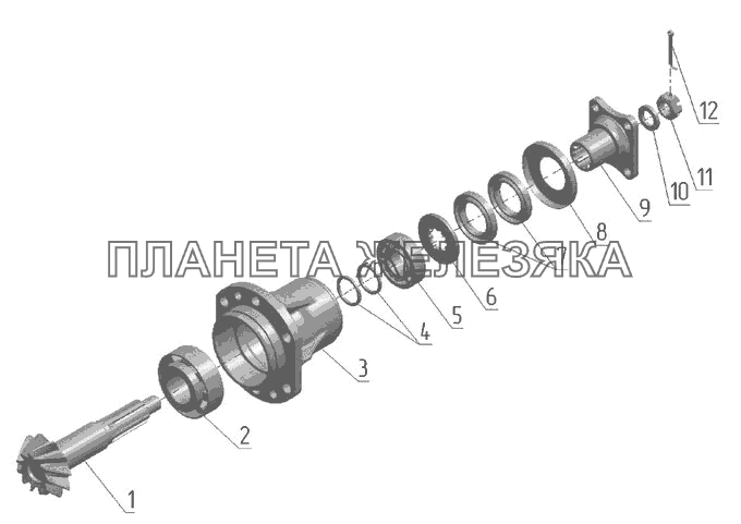 Главная передача переднего ведущего моста МТЗ-570