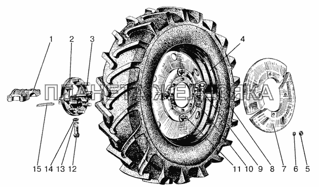 Колеса задние, ступицы задних колес МТЗ-570