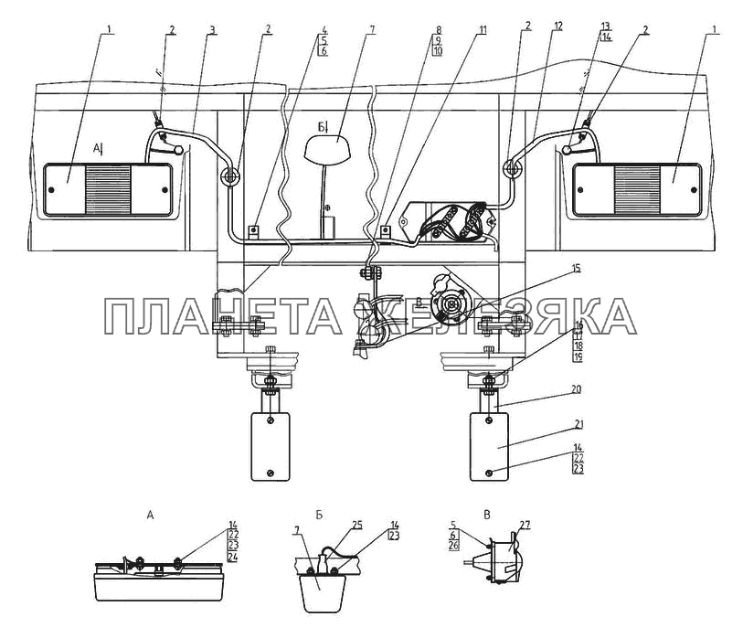 Установка фонарей задних МТЗ-570