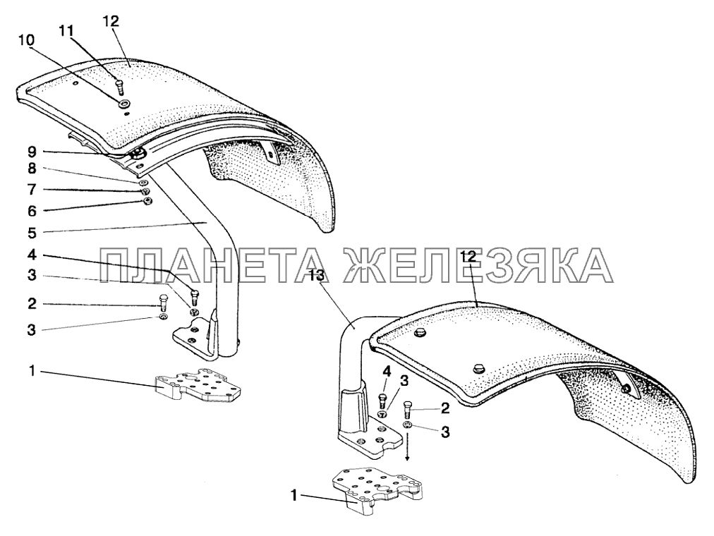 Крылья передние (Для тракторов «БЕЛАРУС-820/82.1/82.3»,ПВМ 822-2300020-02 с удлиненными рукавами) МТЗ-80.1