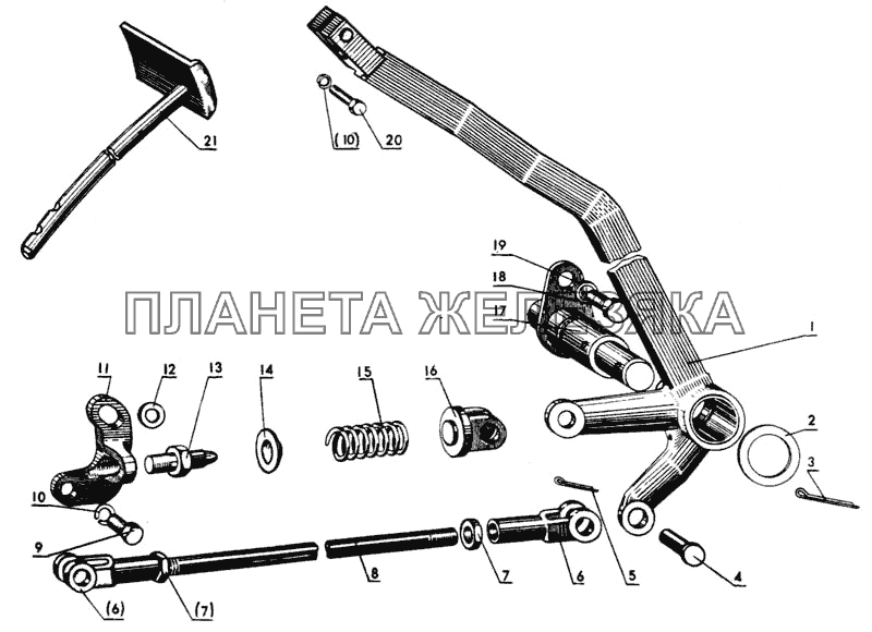 Привод выключения сцепления МТЗ-80