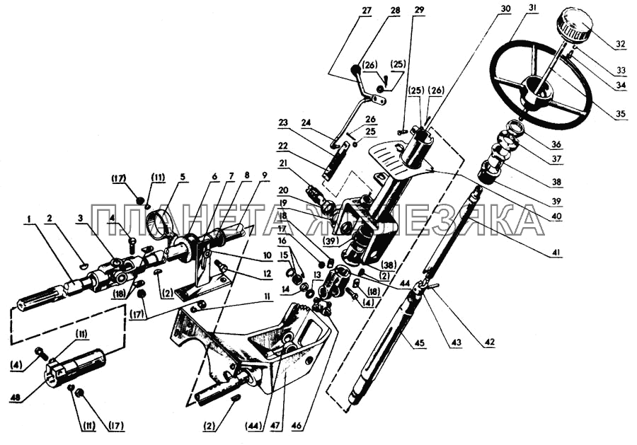 Привод рулевого управления. Колесо рулевого управления МТЗ-80