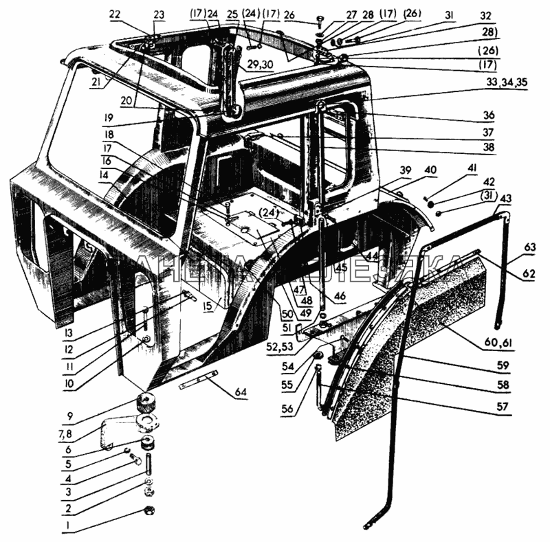 Размер кабины мтз 82