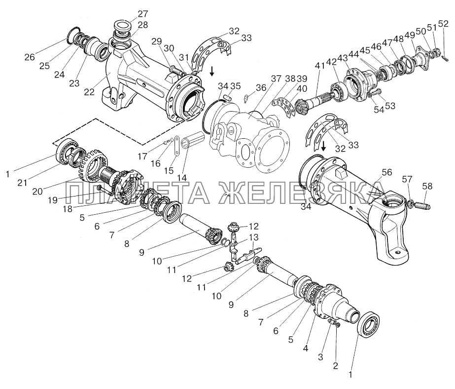 Каталог запчастей переднего моста мтз. ПВМ 822-2300020-02. Схема переднего моста МТЗ 892. Передний ведущий мост 822-2300020 МТЗ.