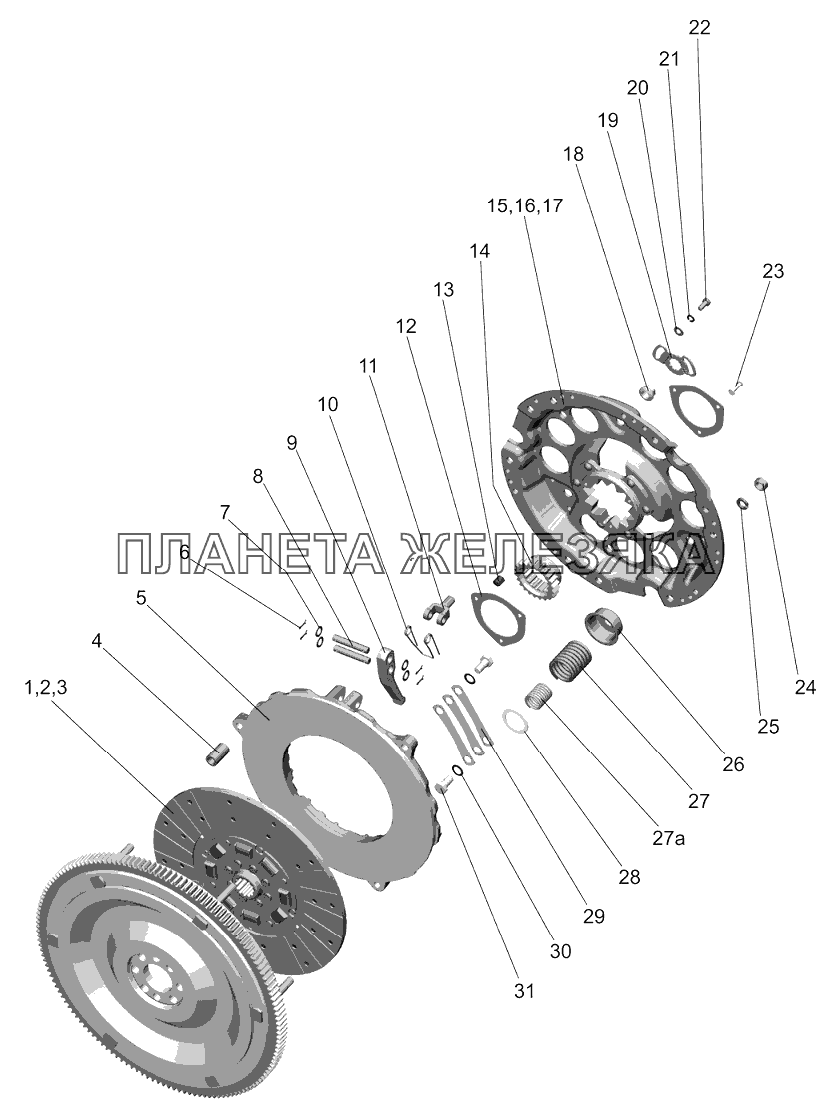 Установка сцепления 240-1005009-03 (без поз.27а: 240-1005009) Беларус-80Х