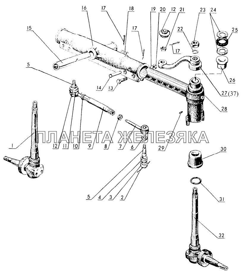 Ось передняя и тяга рулевая Беларус-80Х