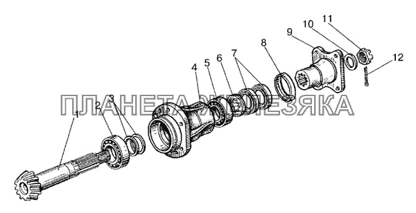 Главная передача переднего ведущего моста МТЗ-821/921