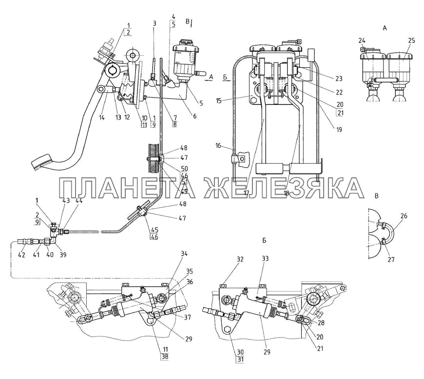 Управление рабочими тормозами МТЗ-821/921