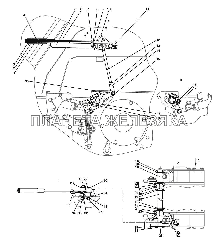 Тормоз стояночный, управление стояночным тормозом МТЗ-821/921