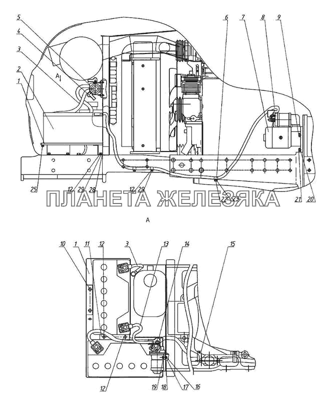 Установка аккумуляторных батарей МТЗ-821/921