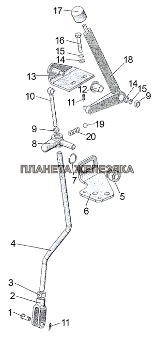 Управление раздаточной коробкой (для однорычажной КПП) МТЗ-826