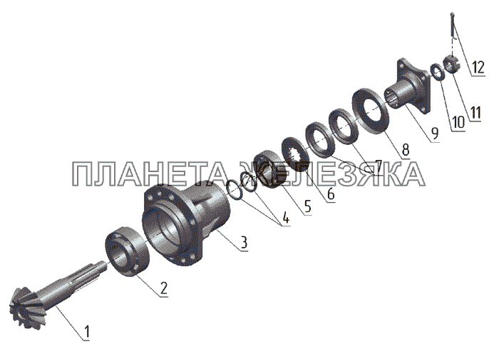 Главная передача переднего ведущего моста МТЗ-826