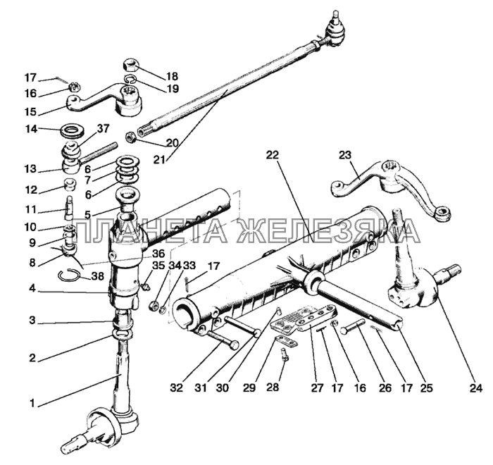 Ось передняя и тяга рулевая МТЗ-826