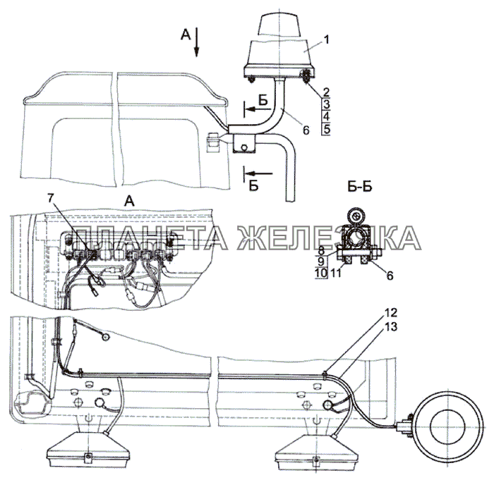 Установка маяка сигнального МТЗ-826