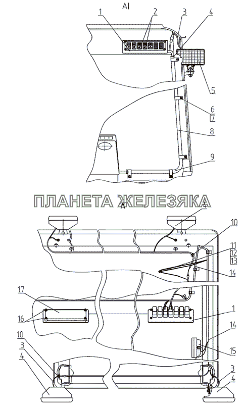 Установка фар рабочих МТЗ-826