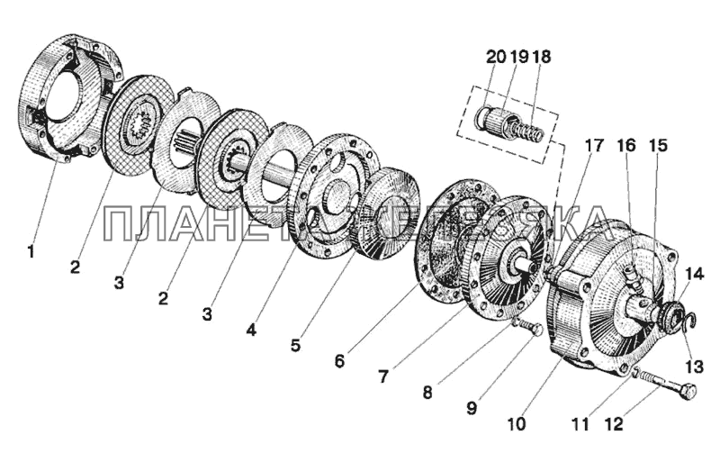 Механизм блокировки дифференциала МТЗ-90/92