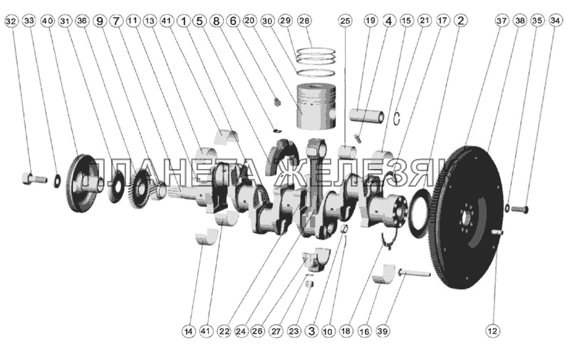 Поршни и шатуны. Коленчатый вал. Маховик МТЗ-90/92
