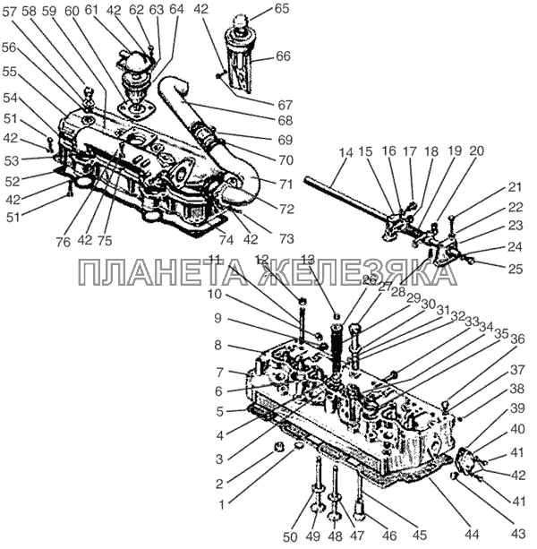 Головка цилиндров. Клапаны и толкатели клапанов МТЗ-900