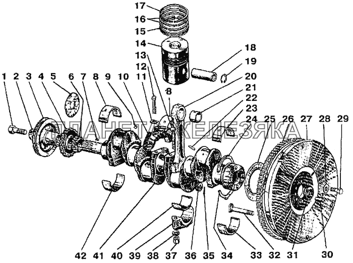 Поршни и шатуны. Коленчатый вал и маховик МТЗ-900