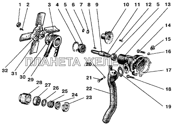 Водяной насос. Вентилятор МТЗ-900