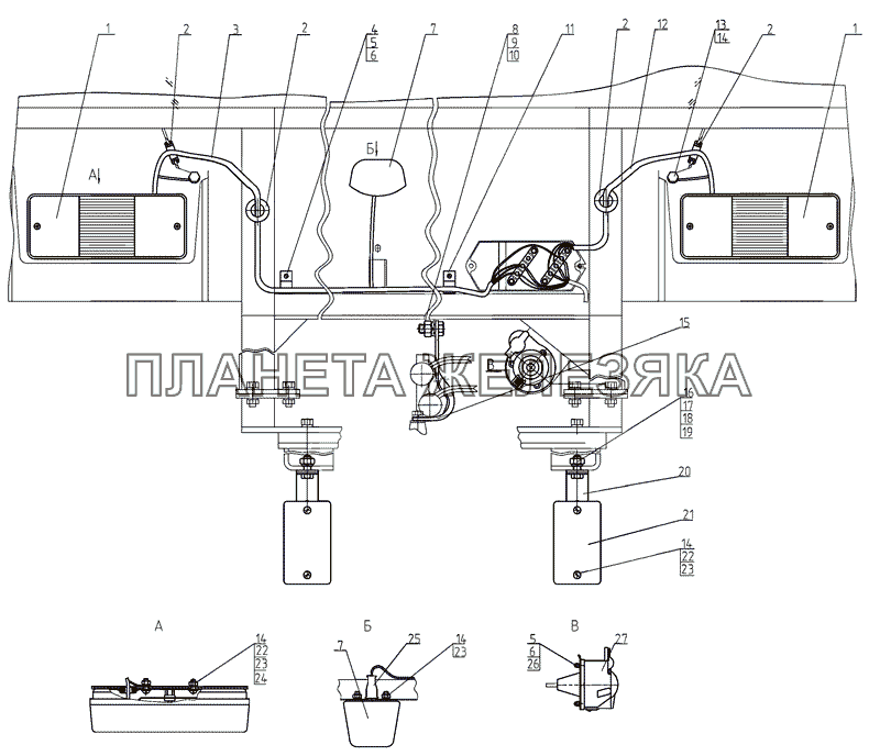 Установка фонарей задних МТЗ-920.4/952.4