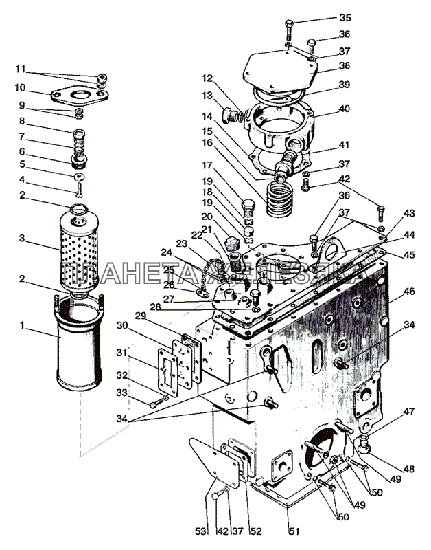 Корпус гидросистемы и фильтр МТЗ-920.4/952.4
