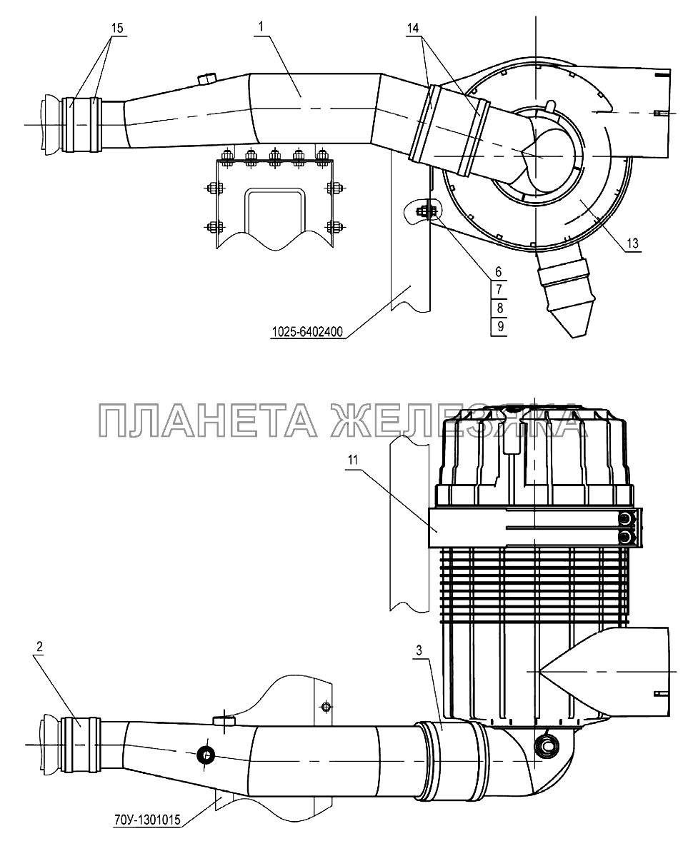 Установка воздухоочистителя (Д-245.5S2) Беларус-922.3 / 922.4 Установка воздухоочистителя (Д-245.5S2) Беларус-922.3 / 922.4