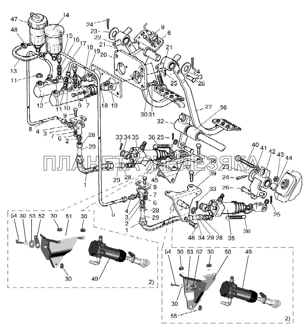 Управление тормозами Беларус-922.3 / 922.4