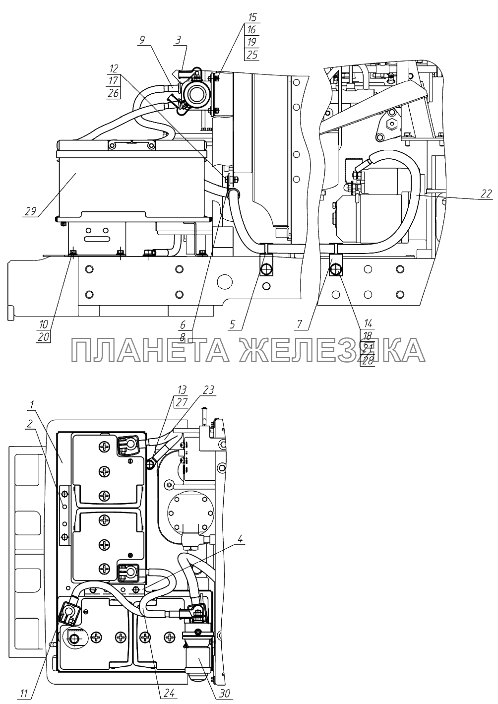 Установка батарей аккумуляторных Беларус-922.3 / 922.4