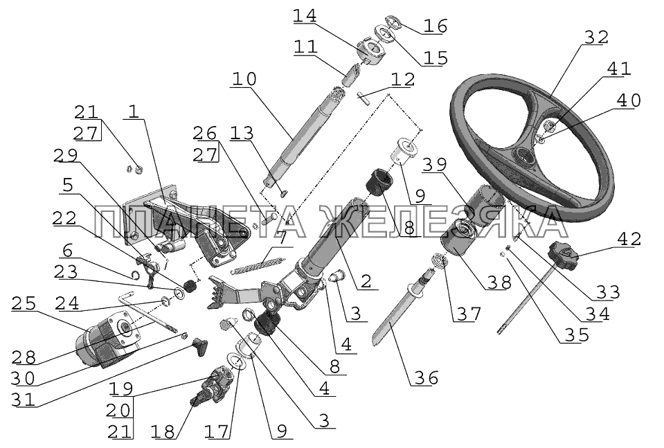 Колонка рулевая 85-3401010 (МТЗ-82/1221). Фиксатор руля МТЗ 82. Рулевая колонка МТЗ 82.1. Крепление рулевой колеса МТЗ 82-1.