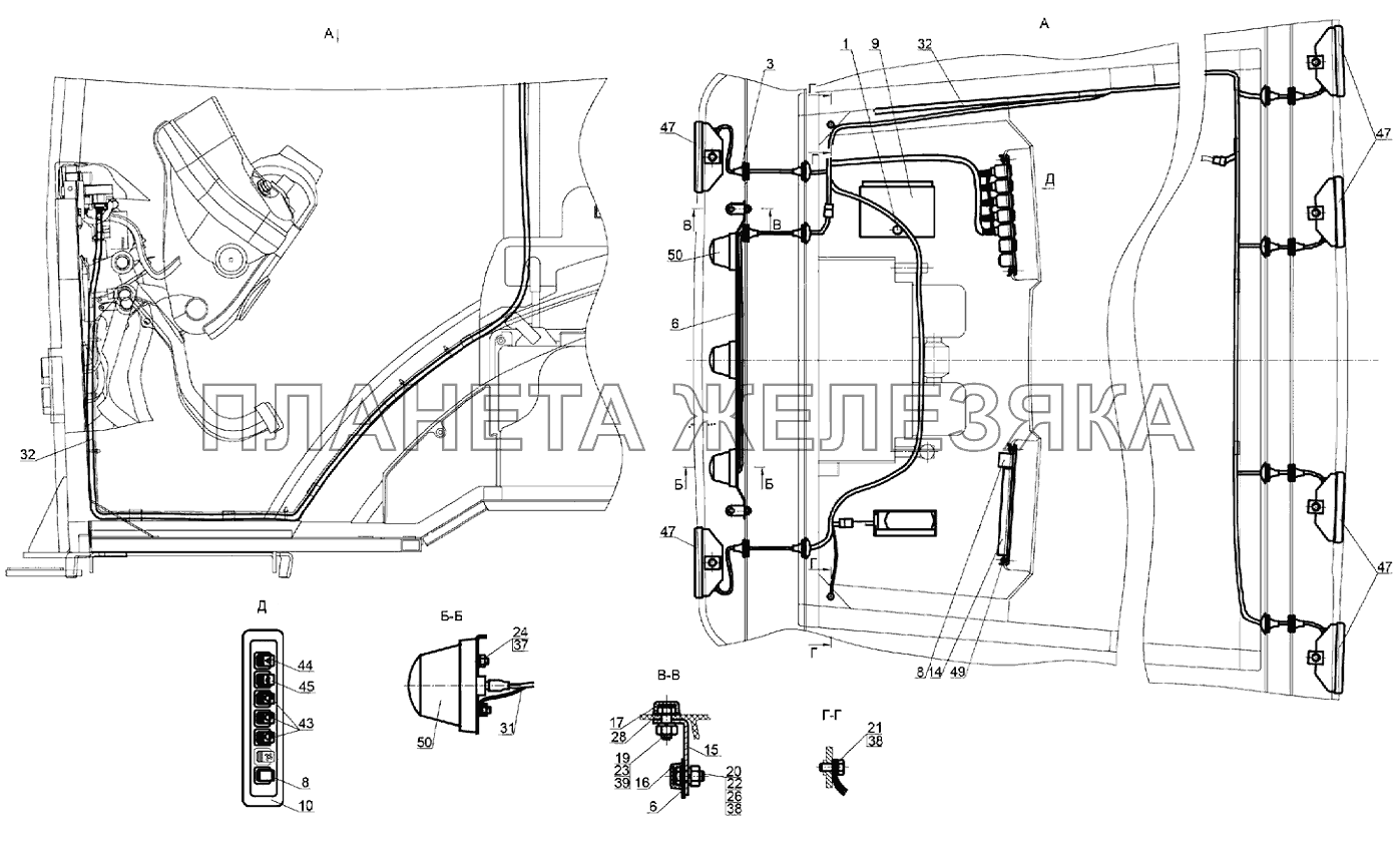 Установка фар рабочих 925-3700110/-01 (для тракторов с двигателем Д-245.5S3A) Беларус-923.4