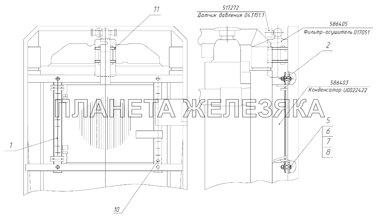 Установка конденсатора 1025-8112010 Беларус-923.5 Установка конденсатора 1025-8112010 Беларус-923.5